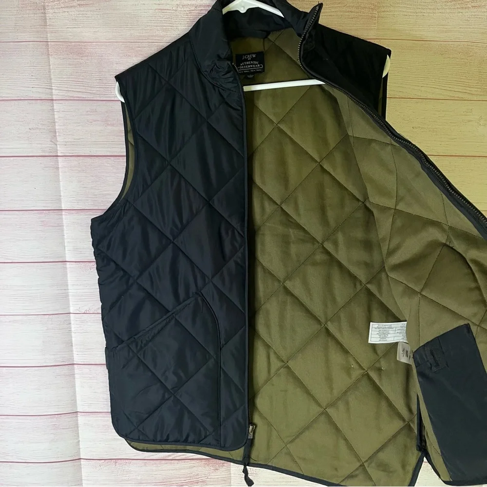 J. Crew Authentic Outerwear Full Zipper Black Vest Size‎ Small